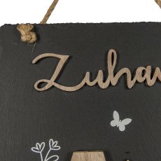 Schiefer Tafel, Hänger, mit Schriftzug, 20x15cm, schwarz