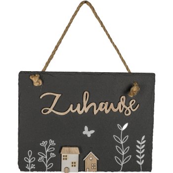 Schiefer Tafel, Hänger, mit Schriftzug, 20x15cm, schwarz