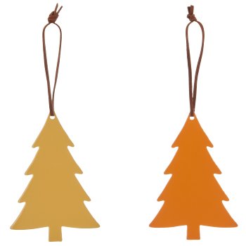 Metal hanger tree with leather strap, 10x10cm, cinnamon, 6/Box
