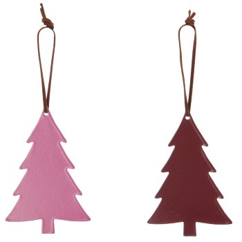 Metal hanger tree with leather strap, 10x10cm, amethyst, 6/Box