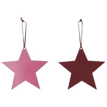 Metal star hanger with leather strap, 15x15cm, amethyst