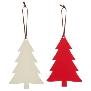 Metal hanger tree with leather strap, 15x15cm, red