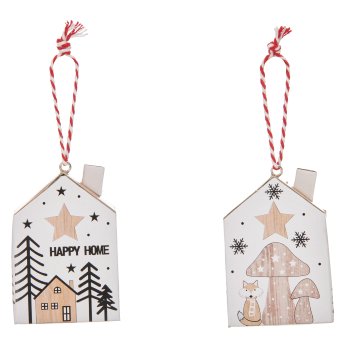 Paper hanger house, 2assorted, 5.5x4x7.5cm, nature