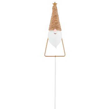 Metal stake Santa Claus with jute decoration, 6x2x47cm, white