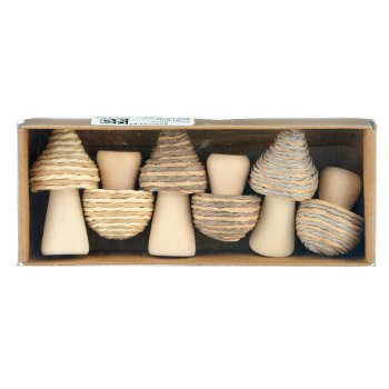Holzpilze mit Rope, farbl.sort., 5x3cm, natur