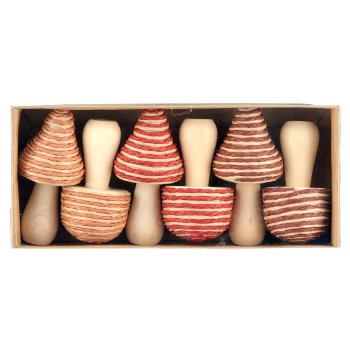 Holzpilze mit Rope, farbl.sort., 7,5x3,5cm, orange