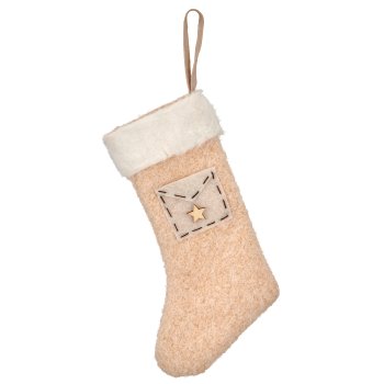 Fabric woollen boot to fill with motif, 14x3x25cm, light brown