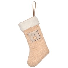 Fabric woollen boot to fill with motif, 14x3x25cm, light brown