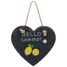 Slate heart hanger with lemons & lettering, 15x15cm, black