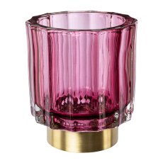 Glass Tea Light 3 assorted/Box Golden Base, 7,8x8,5cm, Purple, Lepuro Single Item