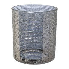 Glass tealight STICKY LUSTER, 9x9x10cm, grey