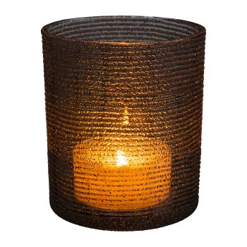 Glass tealight STICKY LUSTER, 9x9x10cm, grey