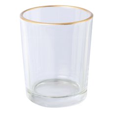 Glass tealight w.gold rim, 5,6x6,8cm, clear