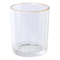 Glass tealight w.gold rim, 7x8,4cm, clear