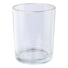 Glass tealight w.gold rim, 10x12,5cm, clear
