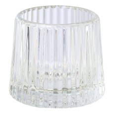Glas Teelicht 360g schwer Struktur, 8,2x6,8cm, klar