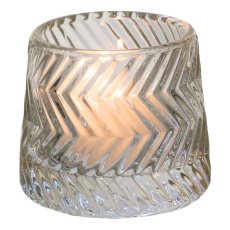 Glass tealight 360g heavy structure, 8,2x6,8cm, clear