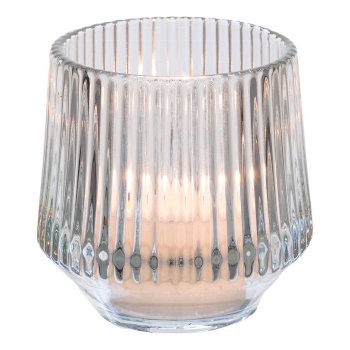 Glass tealight relief 270g, 8x8cm, clear