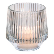 Glass tealight relief 270g, 8x8cm, clear
