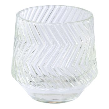 Glas Teelicht Relief 270g, 8x8cm, klar