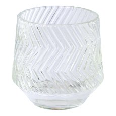 Glass tealight relief 270g, 8x8cm, clear