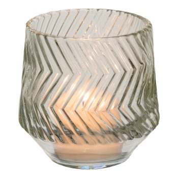 Glass tealight relief 270g, 8x8cm, clear