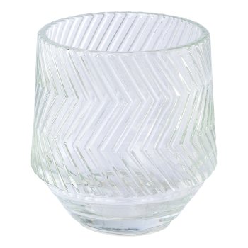 Glass tealight relief 455g, 10x10cm, clear