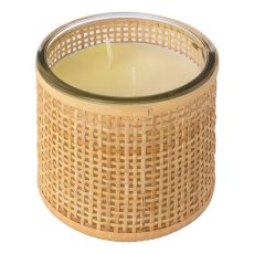 Scented candle vanilla, natural soy wax, in glass w.mesh cover, 10x10x10cm, 400g