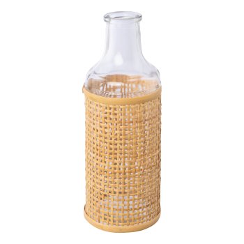 Glas Gefäß m.Mesh Umzug, 19x7x7cm, natur