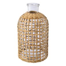 Glass vase w.mesh cover, 28x15x15cm, natural