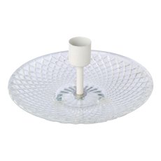 Glass candle holder w.saucer, 6.5x15x15cm, white, 1pcs.
