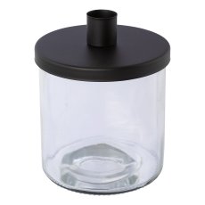 Glas m.Metallaufsatz Kerzenhalter CANDELA, 14,5x12x12cm, schwarz