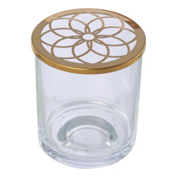 Glas m.Metallaufsatz Blumenhalter FLORIS, 10,5x9x9cm, gold verpackt in