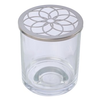Glas m.Metallaufsatz Blumenhalter FLORIS, 10,5x9x9cm, silber verpackt in