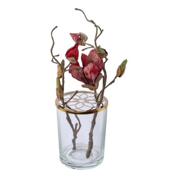 Glas m.Metallaufsatz Blumenhalter FLORIS, 13x10x10cm, gold verpackt in