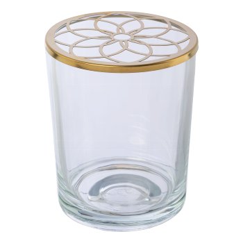 Glas m.Metallaufsatz Blumenhalter FLORIS, 13x10x10cm, gold verpackt in
