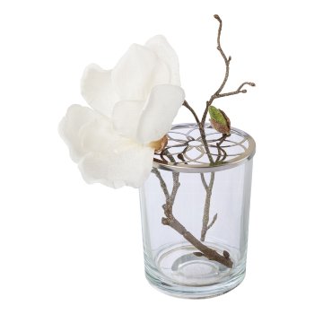Glas m.Metallaufsatz Blumenhalter FLORIS, 13x10x10cm, silber verpackt in