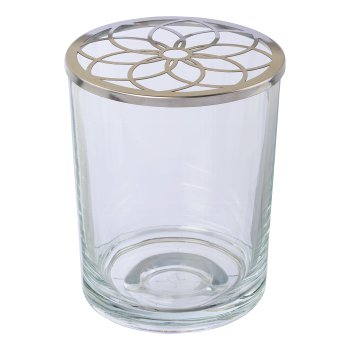 Glas m.Metallaufsatz Blumenhalter FLORIS, 13x10x10cm, silber verpackt in