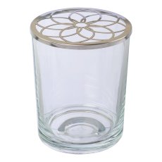 Glas m.Metallaufsatz Blumenhalter FLORIS, 13x10x10cm, silber verpackt in