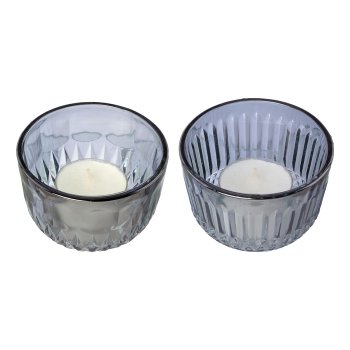 Glass tealight Luster finish 2 assorted BILBAO, 5x8x8cm, gray