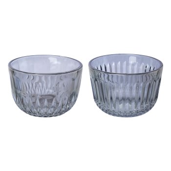 Glass tealight Luster finish 2 assorted BILBAO, 5x8x8cm, gray