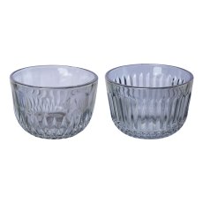 Glass tealight Luster finish 2 assorted BILBAO, 5x8x8cm, gray