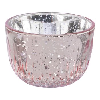 Glas Teelicht silver finish 2fa.so. BILBAO, 5x8x8cm, rosa