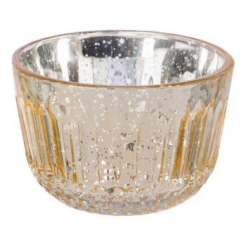 Glass tealight silver finish 2 assorted BILBAO, 5x8x8cm, gold