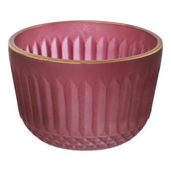 Glass tealight matt finish 2 assorted BILBAO, 5x8x8cm, red