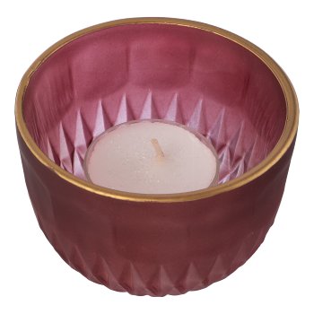 Glass tealight matt finish 2 assorted BILBAO, 5x8x8cm, red