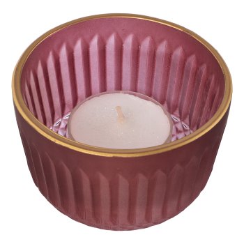 Glass tealight matt finish 2 assorted BILBAO, 5x8x8cm, red