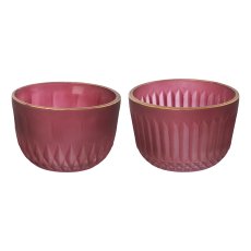 Glass tealight matt finish 2 assorted BILBAO, 5x8x8cm, red