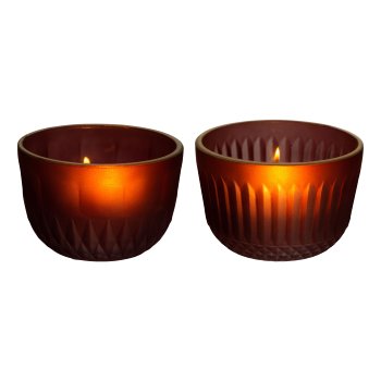 Glass tealight matt finish 2 assorted BILBAO, 5x8x8cm, red