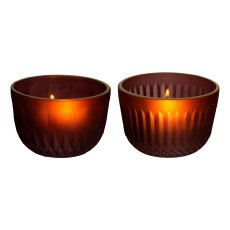 Glass tealight matt finish 2 assorted BILBAO, 5x8x8cm, red